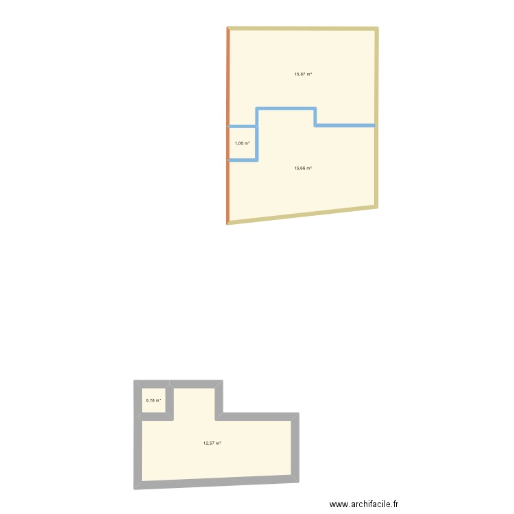 agrandissement. Plan de 5 pièces et 46 m2