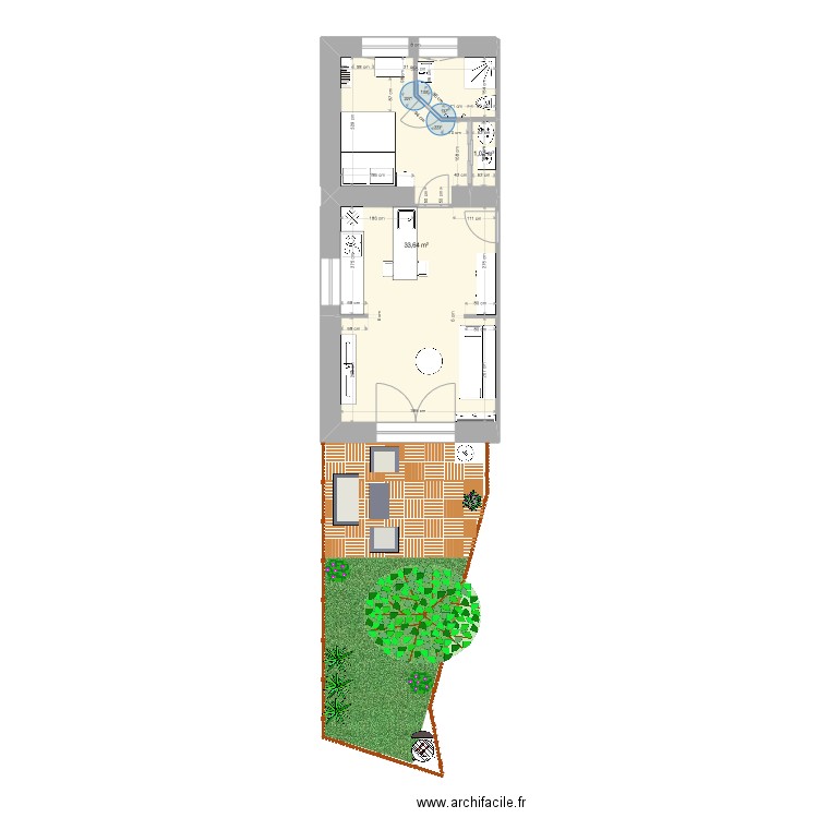 293 caillols type 2 avec chambre 1. Plan de 0 pièce et 0 m2