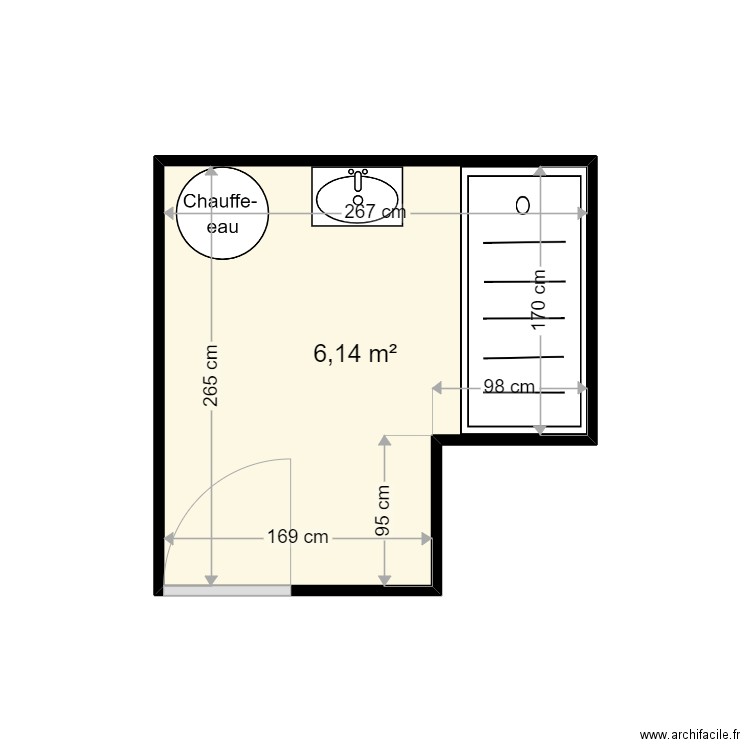 DELCROIX THERESE - Plan 1 pièce 6 m2 dessiné par harmo59000