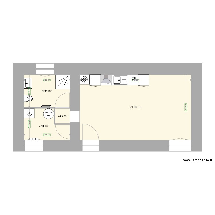 T1 40m  Plan 4 pièces 31 m2 dessiné par Cyrtil