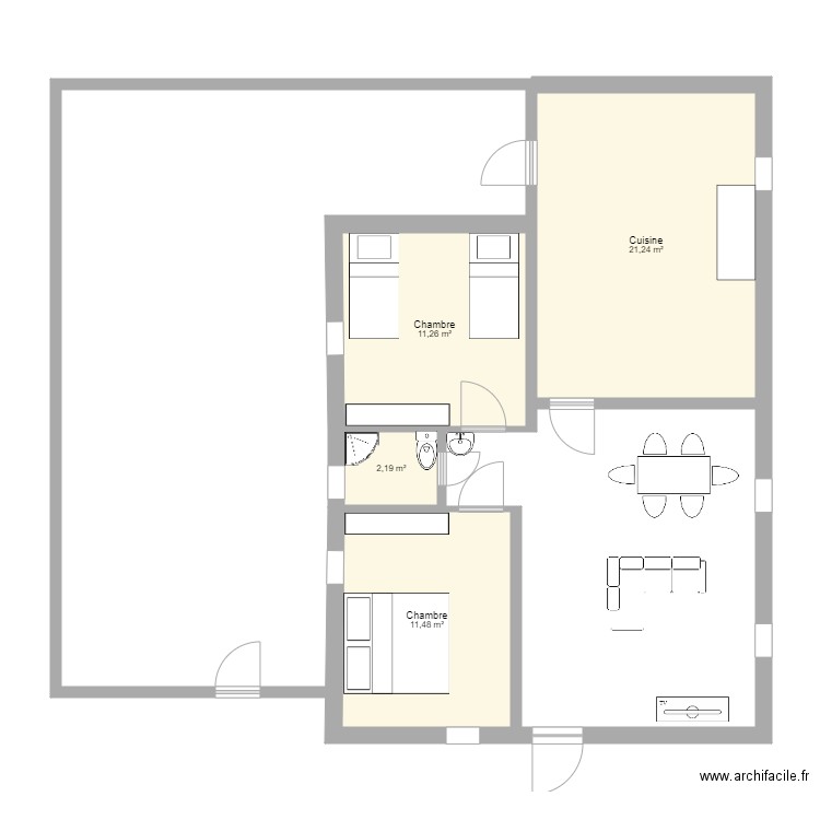 plan de notre maison 70m2 max. Plan de 0 pièce et 0 m2