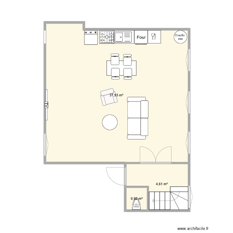 98rp. Plan de 3 pièces et 43 m2