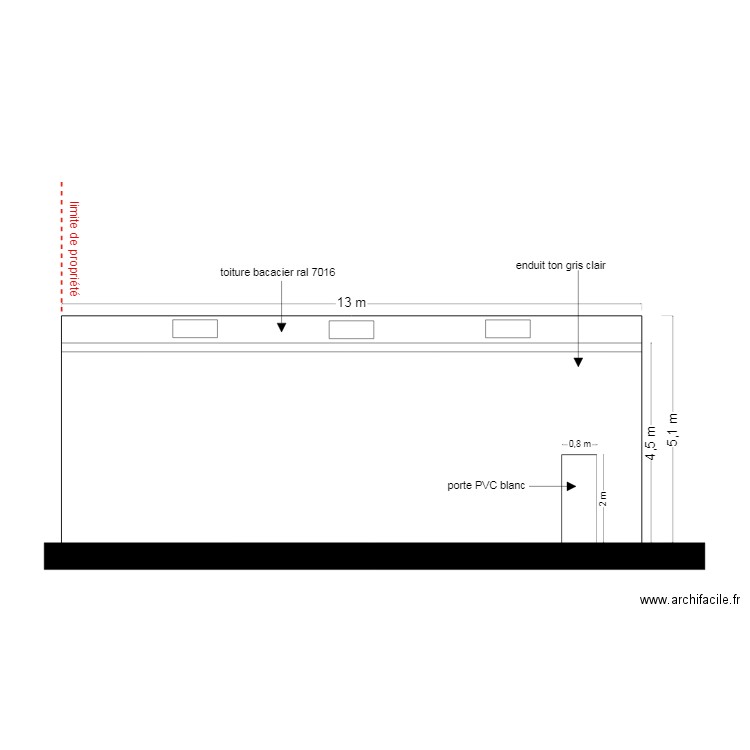 facade ouest. Plan de 0 pièce et 0 m2