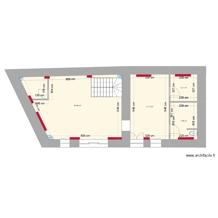 Aménagement 25 La Meffrais. Plan de 4 pièces et 69 m2