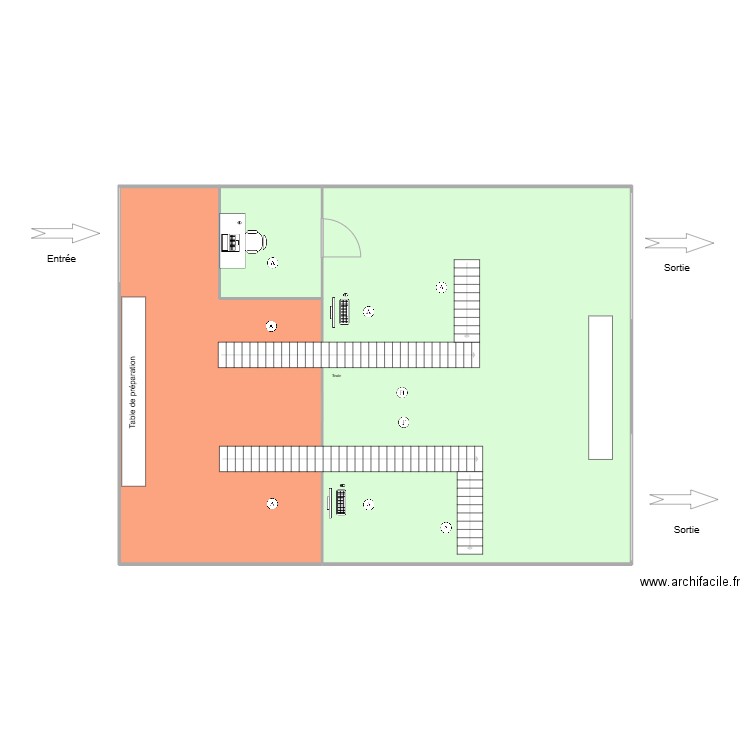 PIF. Plan de 3 pièces et 190 m2