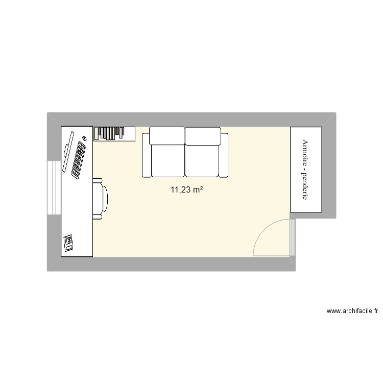 theo. Plan de 1 pièce et 11 m2