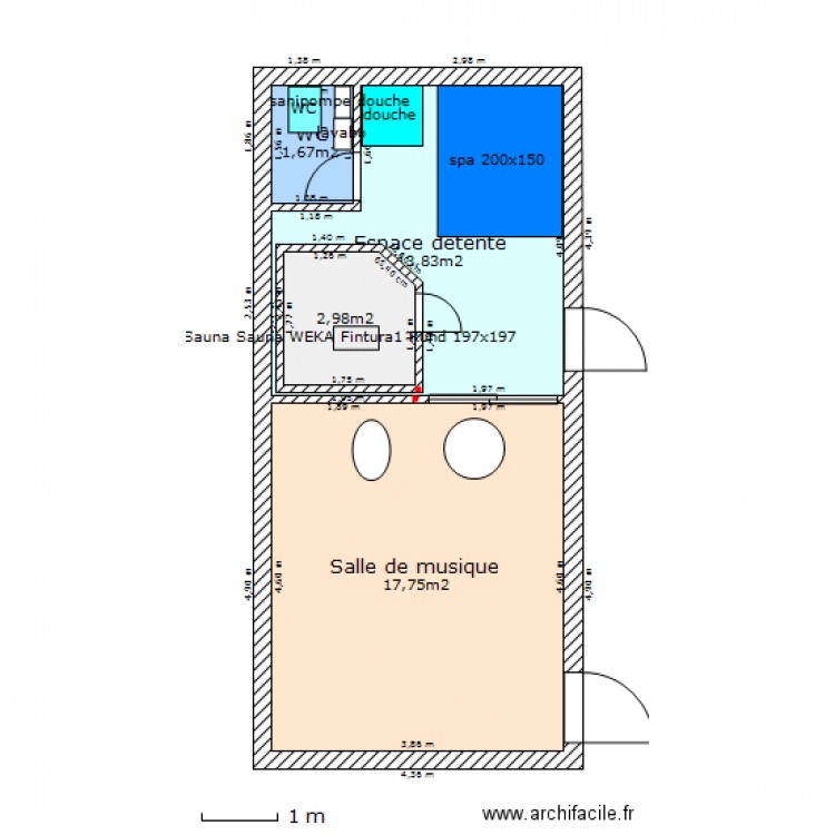 Sous-sol3 avec Sauna Weka Fintura. Plan de 0 pièce et 0 m2