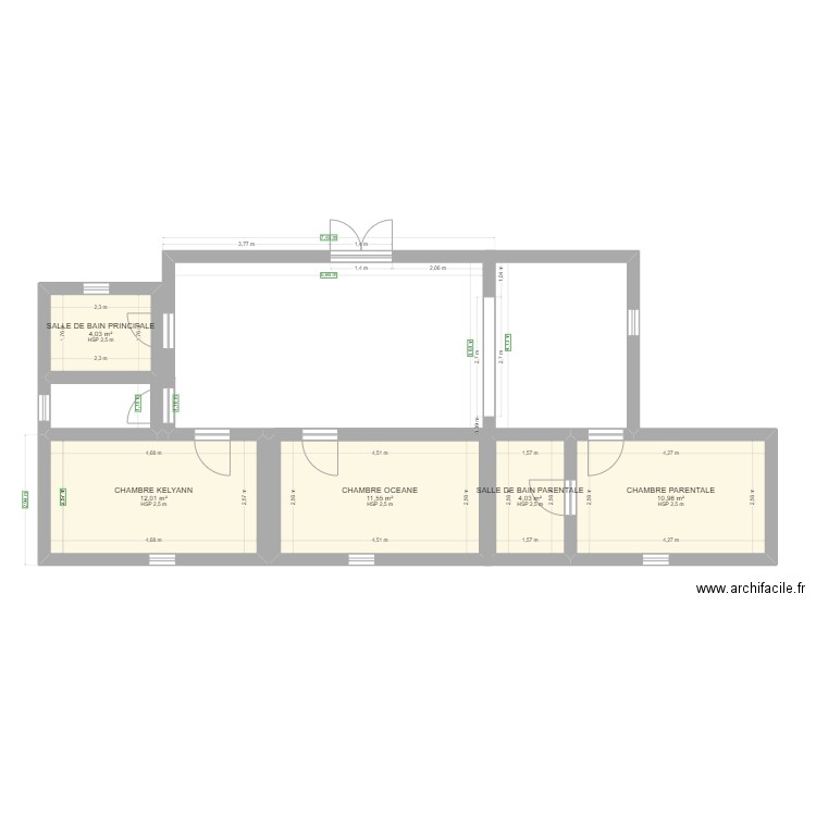 MAISON F4. Plan de 5 pièces et 43 m2