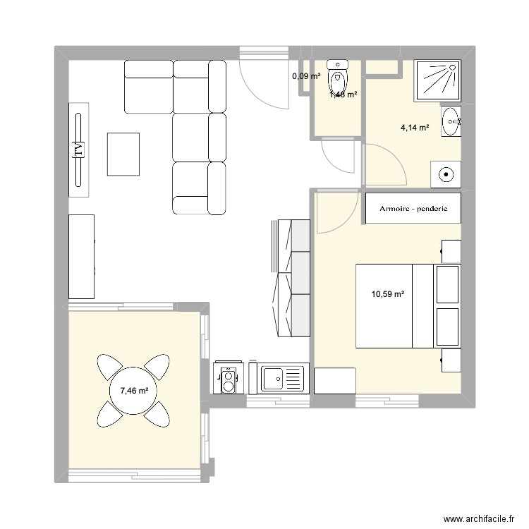 Plan appt Opalines. Plan de 5 pièces et 24 m2