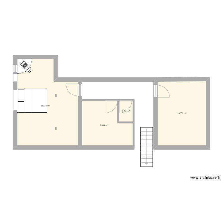 etage beaumont. Plan de 4 pièces et 44 m2