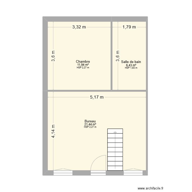 LARQUE R-1. Plan de 3 pièces et 40 m2