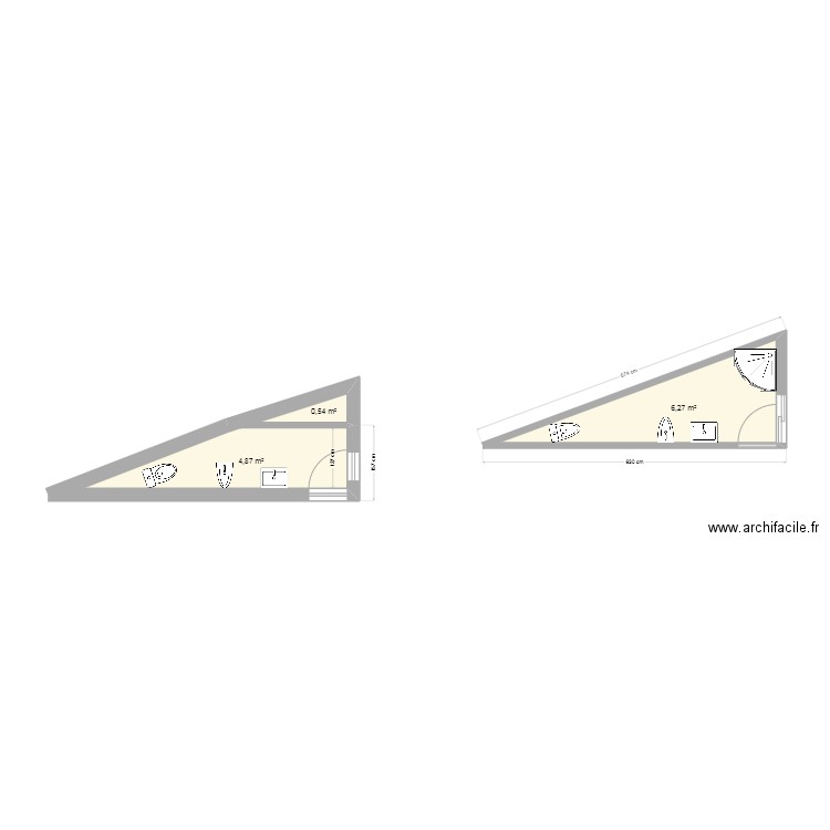 salle de bain . Plan de 3 pièces et 12 m2