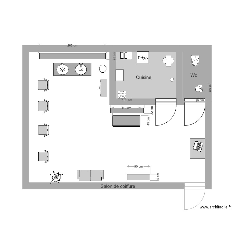 Salon de coiffure 2. Plan de 0 pièce et 0 m2