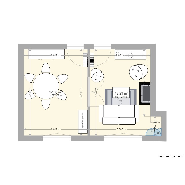 Salon salle à manger - Plan dessiné par Sylaural