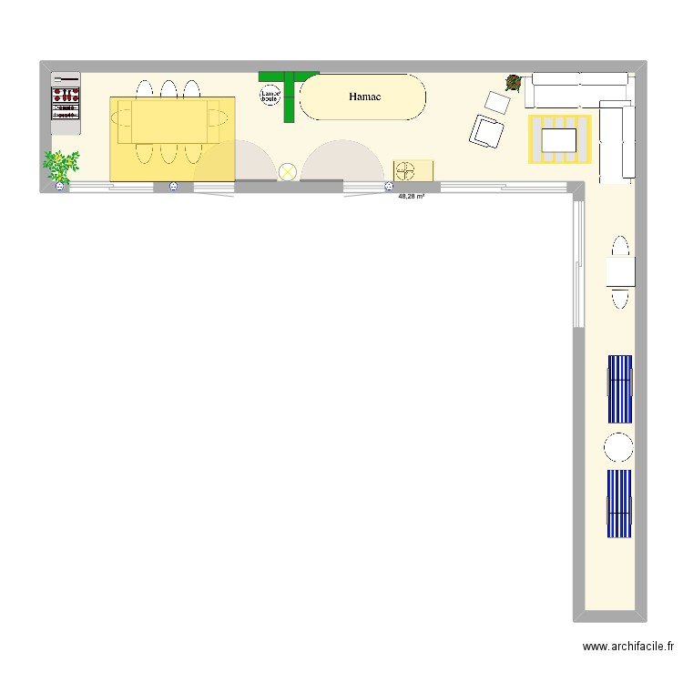 Balcon Hyeres. Plan de 1 pièce et 48 m2