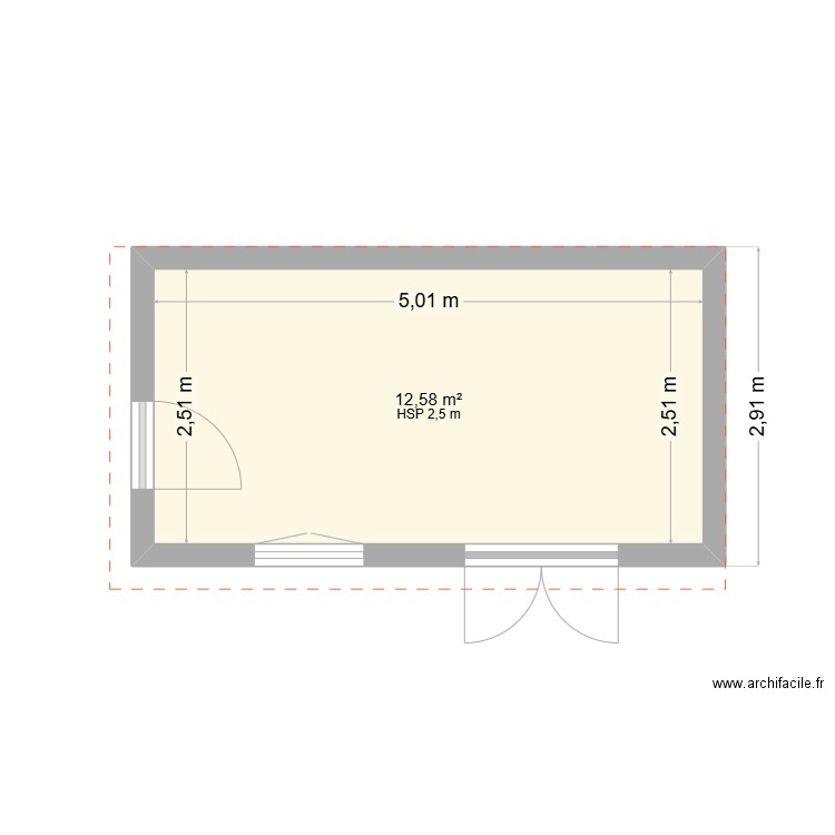 cabane jardin. Plan de 1 pièce et 13 m2