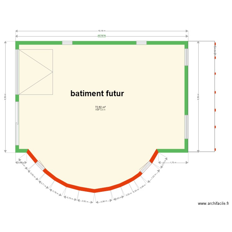 garage futur. Plan de 1 pièce et 73 m2