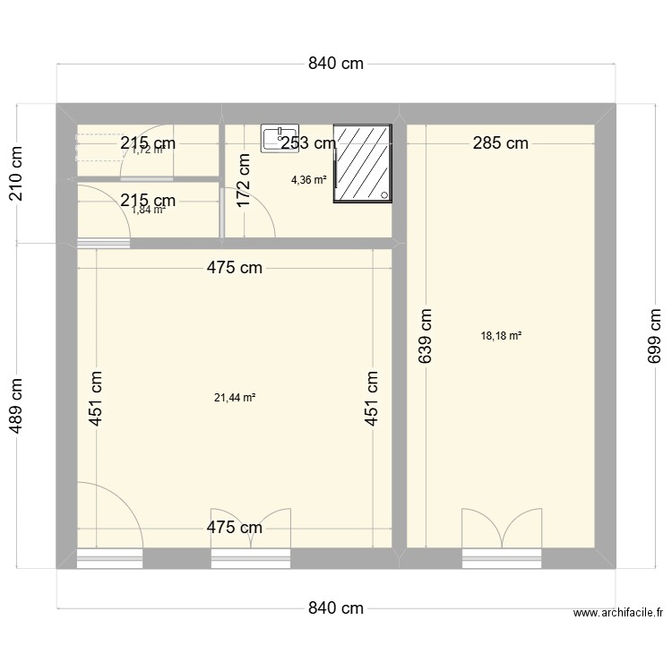 pharmacie villefranche . Plan de 5 pièces et 48 m2