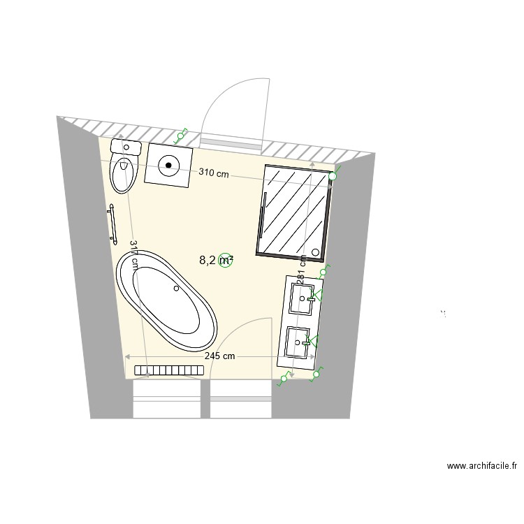 Salle de bain RDC 23 Version 2. Plan de 0 pièce et 0 m2