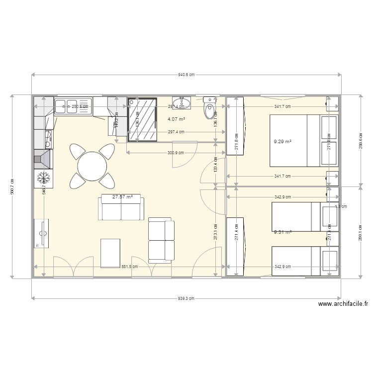 MODELE TOULOUSE 60 M2. Plan de 0 pièce et 0 m2