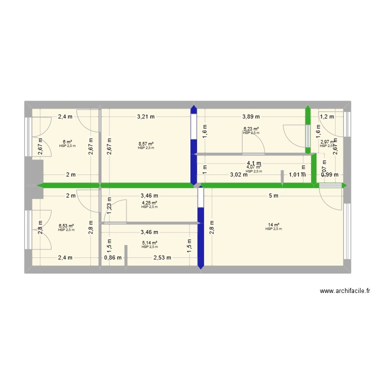 SAYAG GREGORY. Plan de 9 pièces et 58 m2