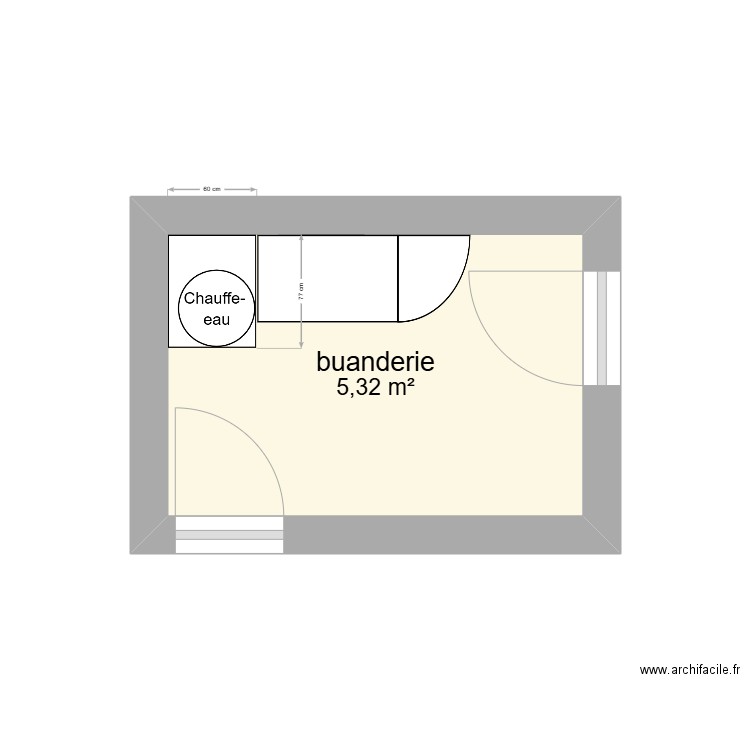 buanderie. Plan de 1 pièce et 5 m2