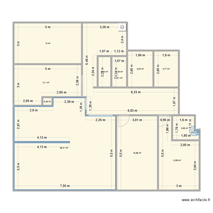 Eolienne3. Plan de 12 pièces et 145 m2