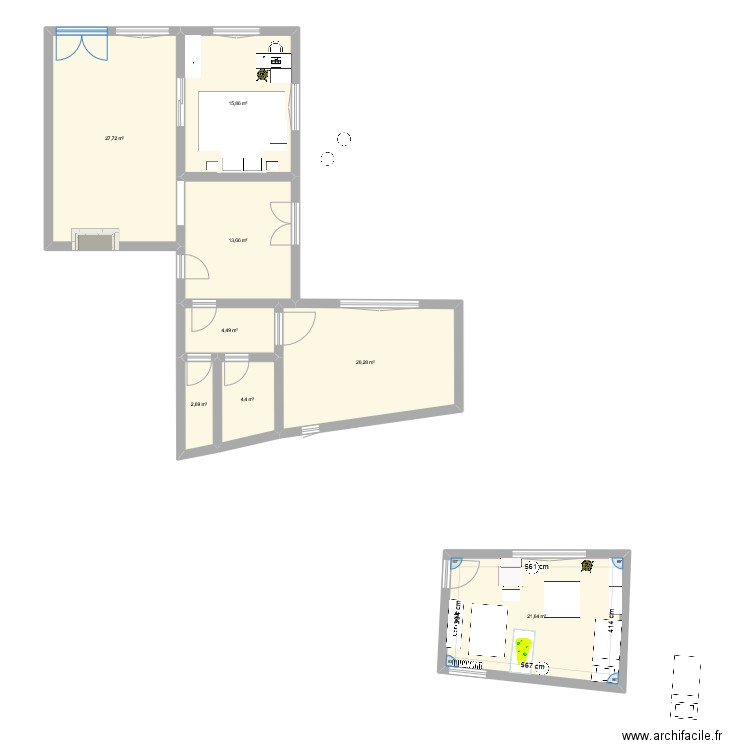 Saint Nicolas Test. Plan de 8 pièces et 111 m2