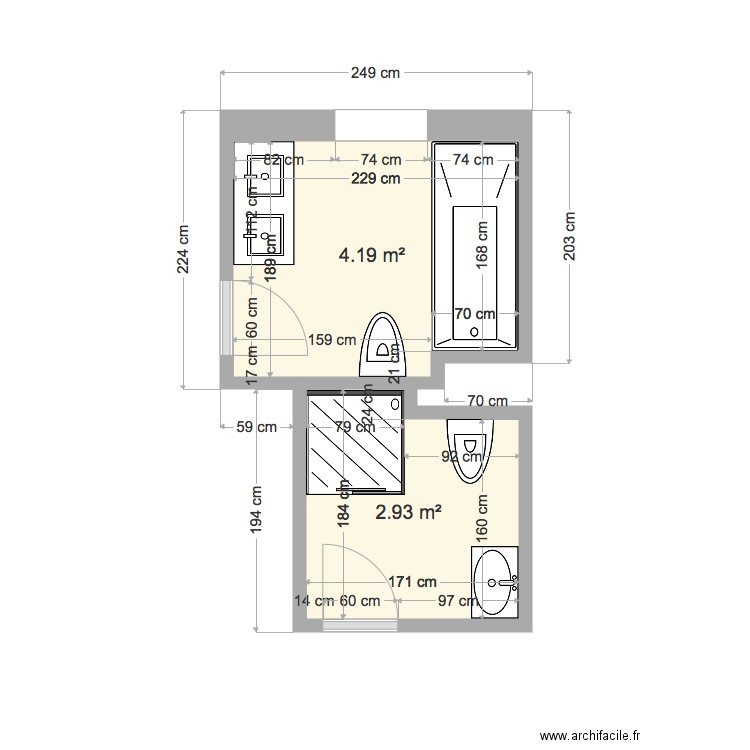 Montana SdB 1 et douche. Plan de 0 pièce et 0 m2