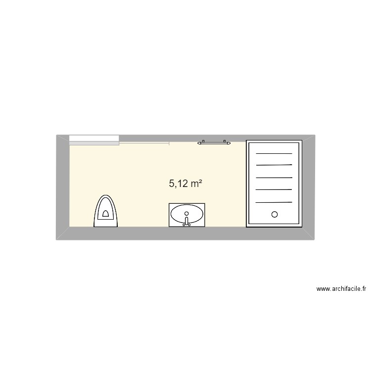 sdb. Plan de 1 pièce et 5 m2