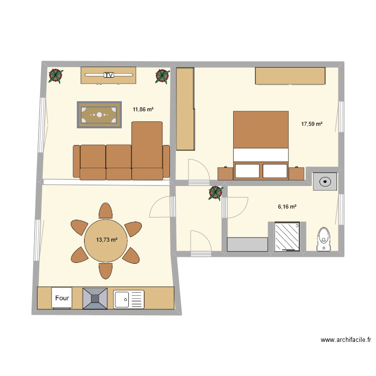 Frederick nyst. Plan de 4 pièces et 49 m2