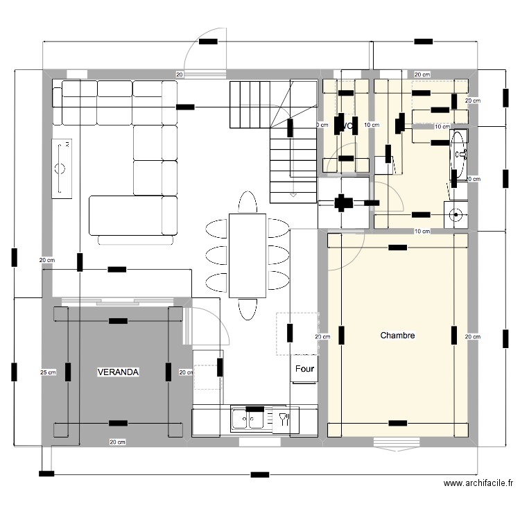 ESSAI. Plan de 4 pièces et 29 m2