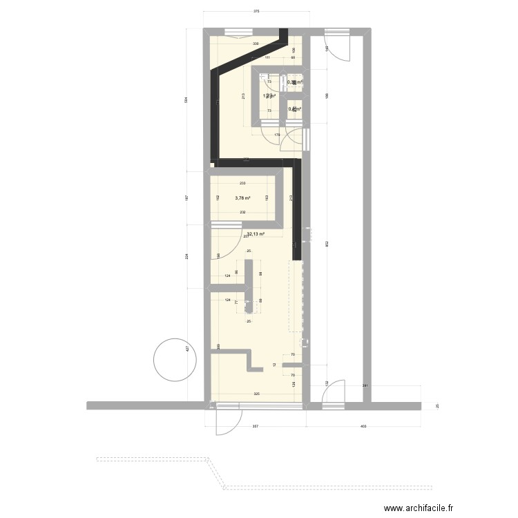 archi. Plan de 5 pièces et 38 m2