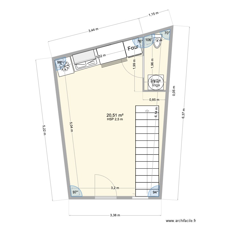 st marcellin en forez. Plan de 1 pièce et 21 m2