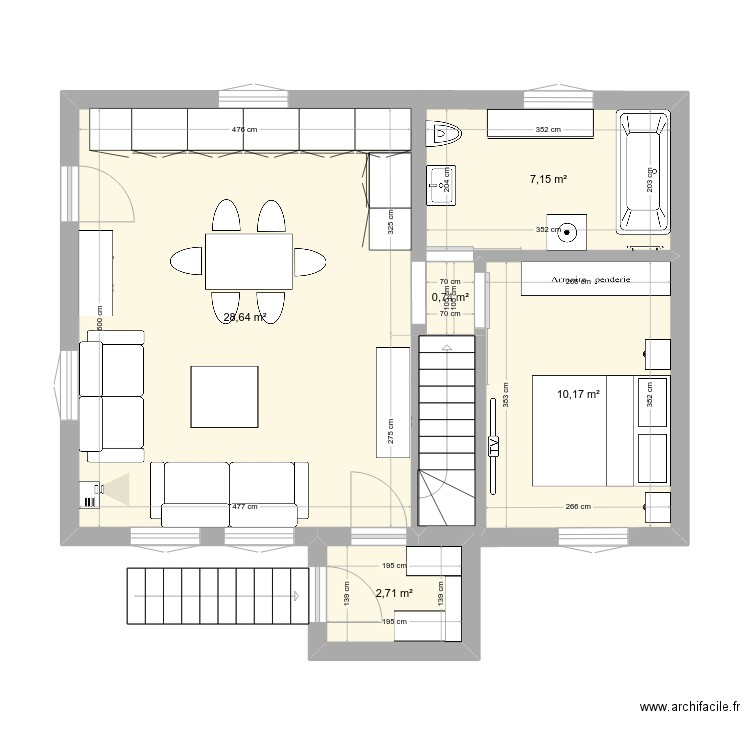 maison. Plan de 5 pièces et 49 m2