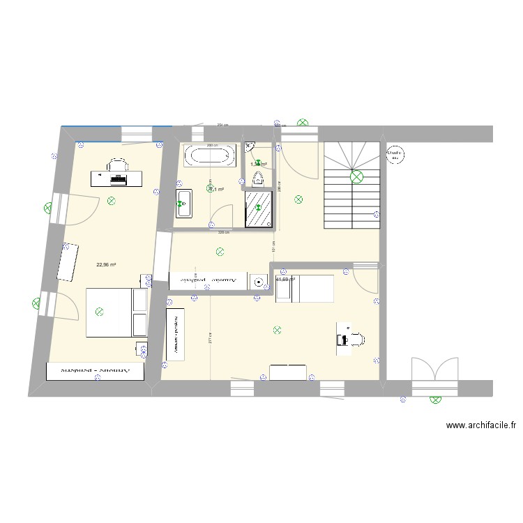 Appartement nord - RDC BIS. Plan de 4 pièces et 73 m2