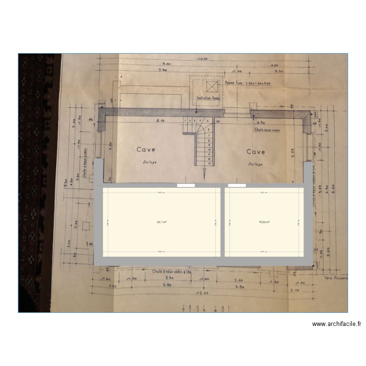 sous-sol. Plan de 2 pièces et 42 m2