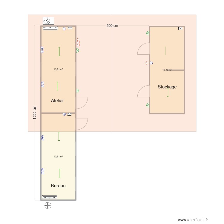 DLEM bat 1. Plan de 3 pièces et 41 m2