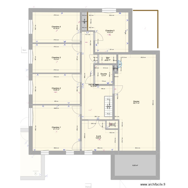 Etage 2. Plan de 24 pièces et 331 m2