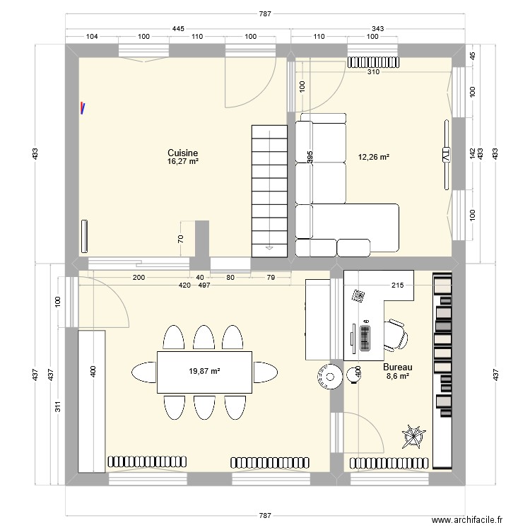 RDC Gémenne 2. Plan de 4 pièces et 57 m2