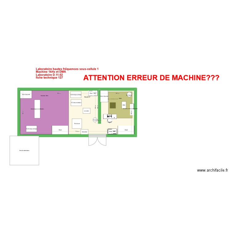 Labo hautes fréquences sous cellule 1 v1. Plan de 1 pièce et 52 m2