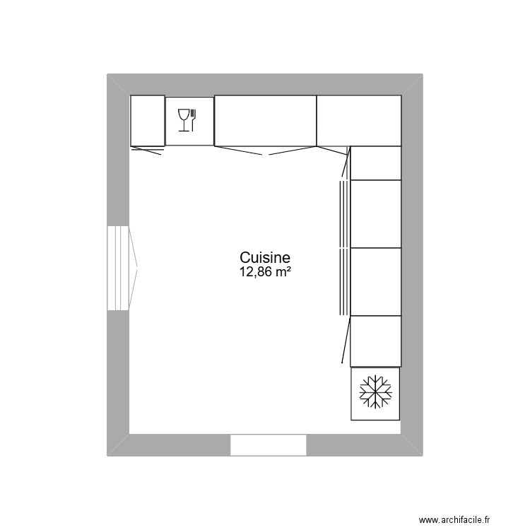 cUISINE cEDRIC. Plan de 1 pièce et 13 m2