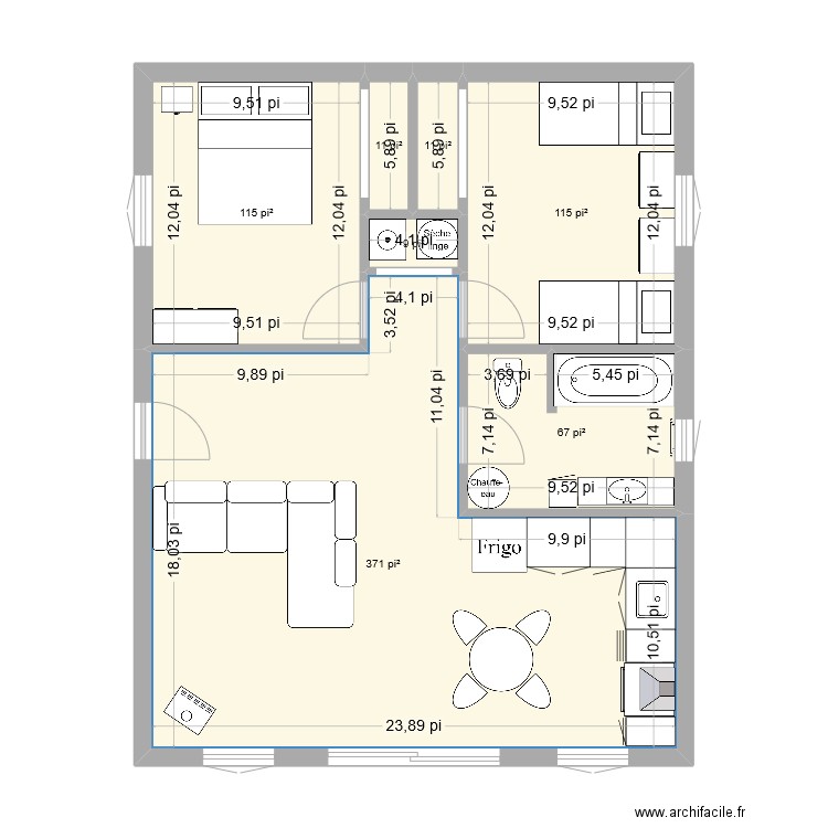 Chalet Escuminac 1. Plan de 7 pièces et 65 m2