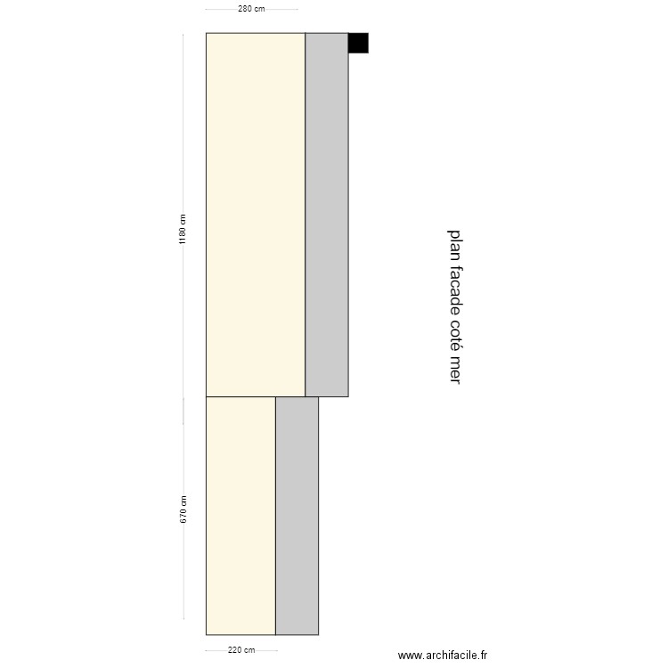 plan facade coté mer. Plan de 0 pièce et 0 m2