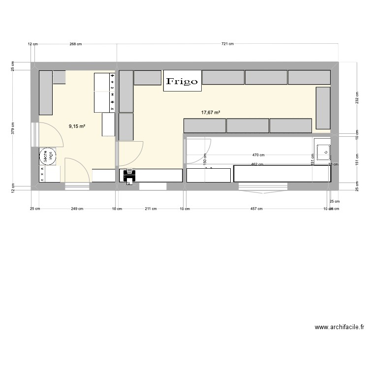 agrandissement 1. Plan de 2 pièces et 27 m2