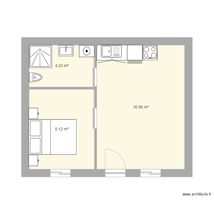 Studio 35m2. Plan de 0 pièce et 0 m2