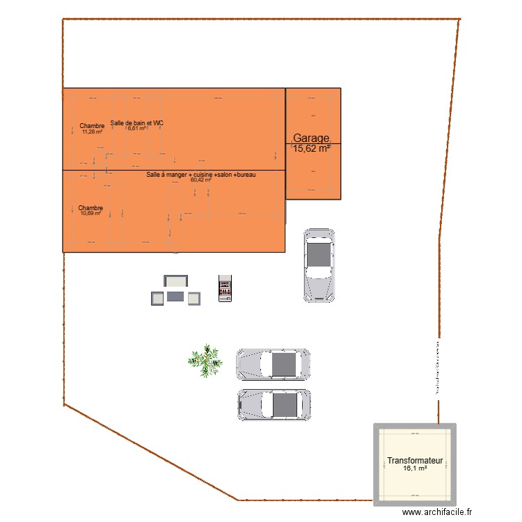 maison. Plan de 6 pièces et 121 m2