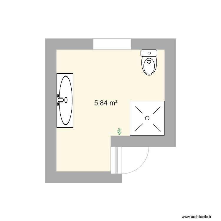 salle de bain Cours améngement habitat - Plan 1 pièce 6 m2 dessiné par ...