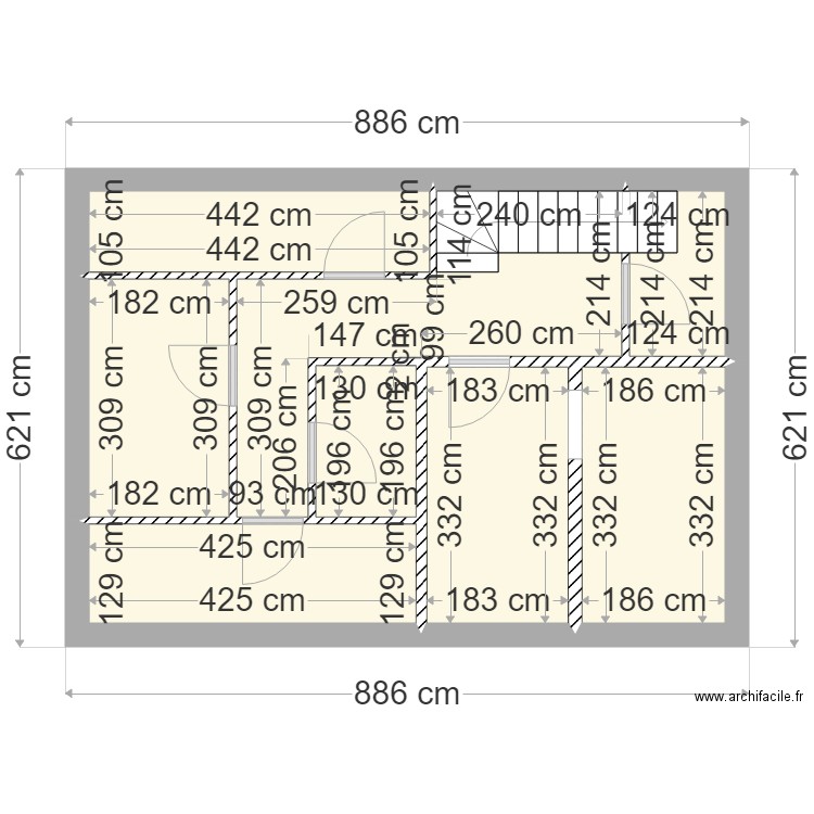 caves louvain 29. Plan de 8 pièces et 43 m2