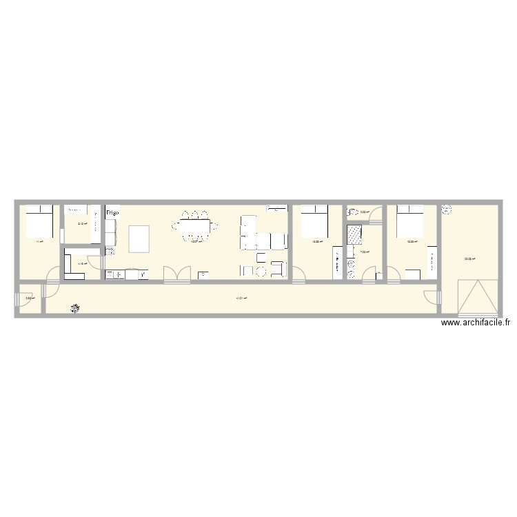 maison en long 104m. Plan de 0 pièce et 0 m2